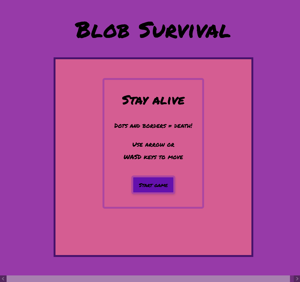Screenshoot of the game page Blob Survival.