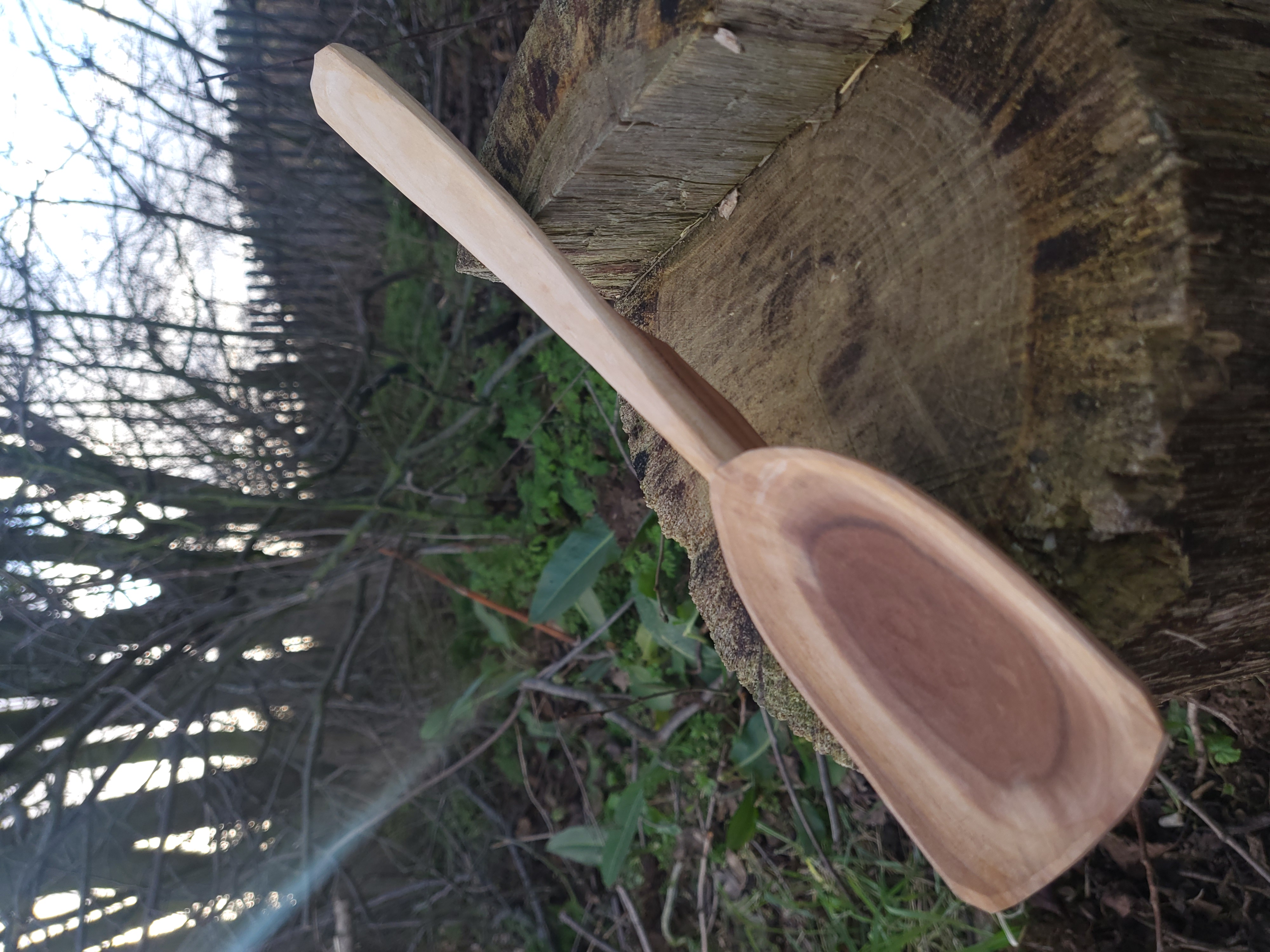 A wooden axing block